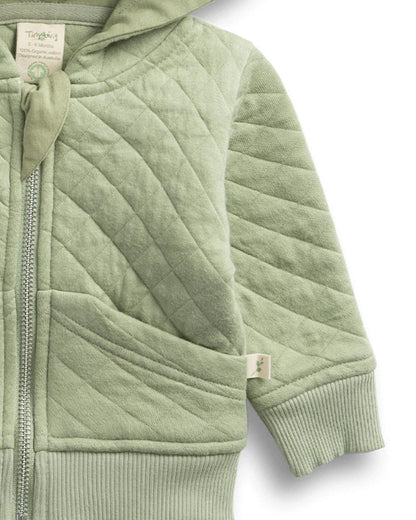 Tiny Twig Sage Green Quilted Hoodie-Solid-Organic Cotton-For Infants