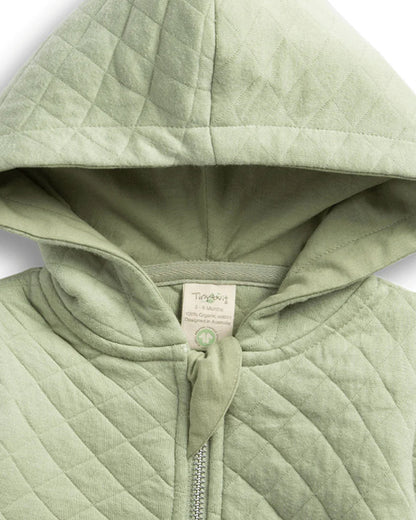 Tiny Twig Sage Green Quilted Hoodie-Solid-Organic Cotton-For Infants