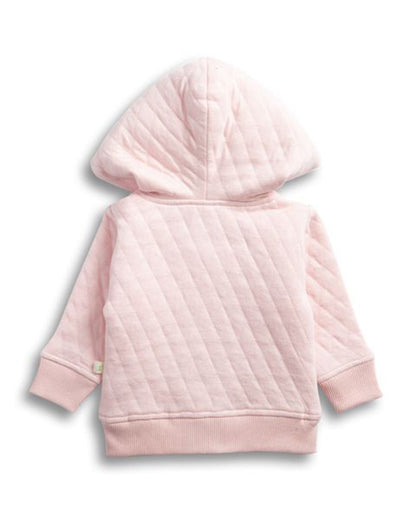 Tiny Twig Soft Pink Quilted Hoodie-Solid-Organic Cotton-For Infants