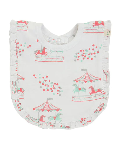 Tiny Twig Reversible Frill Bib-Organic Cotton-Snap Button-Adjustable Neck-Merry Go Round-Pack of 1
