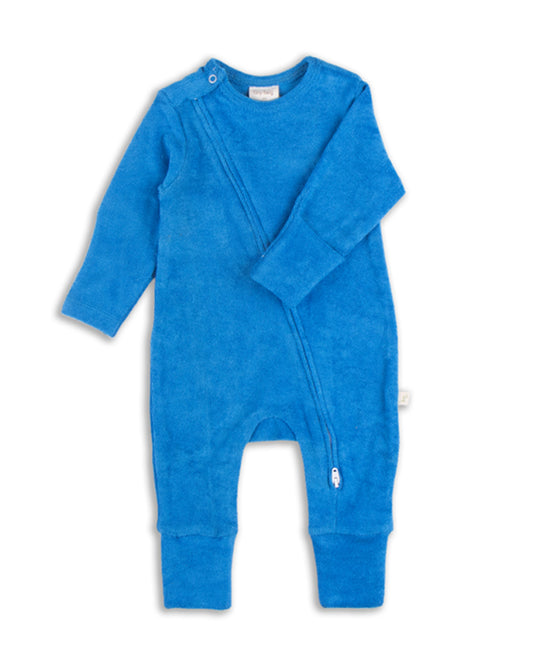 Tiny Twig Blue Sleepsuit-Solid-Velour-For Infants