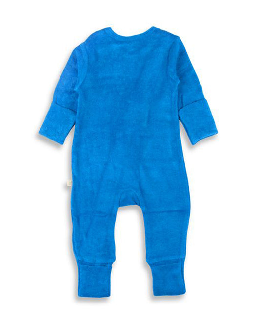 Tiny Twig Blue Sleepsuit-Solid-Velour-For Infants