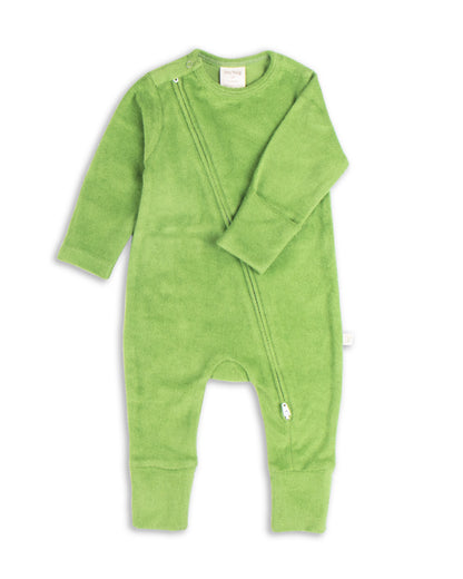 Tiny Twig Lime Sleepsuit-Solid-Velour-For Infants