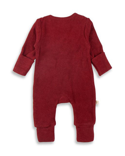Tiny Twig Maroon Sleepsuit-Solid-Velour-For Infants