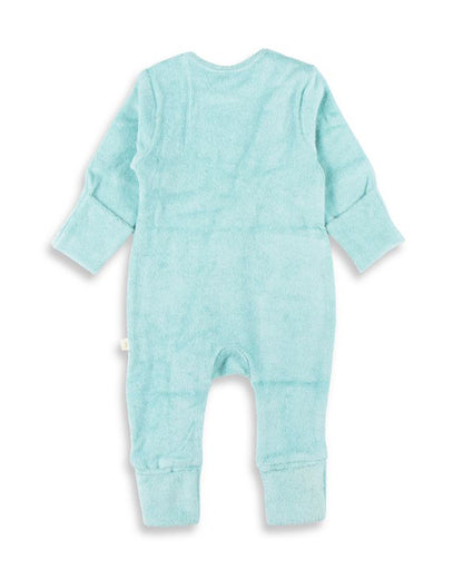 Tiny Twig Light Blue Sleepsuit-Solid-Velour-For Infants
