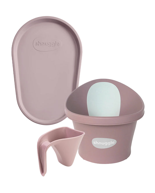 Shnuggle Newborn Bath Tub with Diaper Changing Mat & Bath Jug-0 to 12M-Blossom