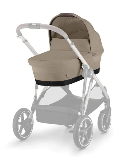 Cybex Gazelle S Stroller & Gazelle S Carry Cot Travel System-Taupe Frame & Moon Black Seat
