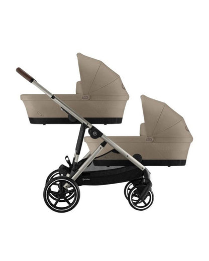Cybex Gazelle S Stroller & Gazelle S Carry Cot Travel System-Taupe Frame & Moon Black Seat