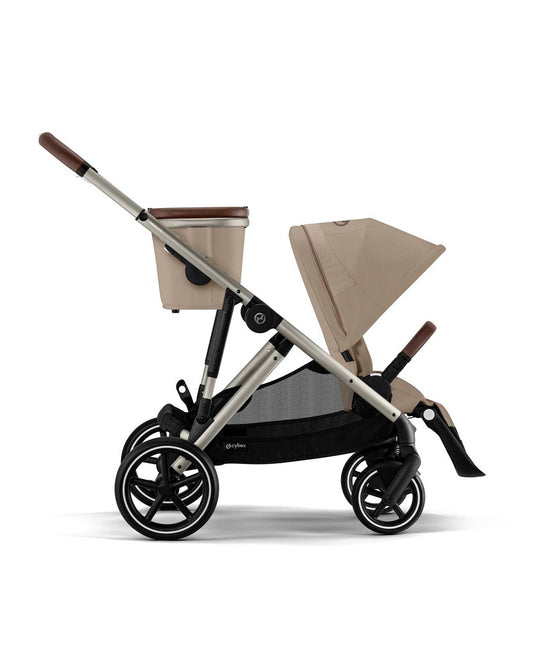 Cybex Gazelle S Stroller-Converts to Double Stroller-Height Adjustable Parent Handle Bar-Reversible & Flat Reclining Seat-With Free Extra Storage Basket-2 Years Warranty-For 0 to 4Y (Upto 22 Kg)-Taupe Frame & Almond Beige Seat