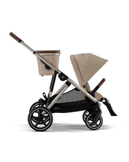 Cybex Gazelle S Stroller & Gazelle S Carry Cot Travel System-Taupe Frame & Moon Black Seat