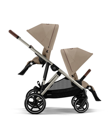 Cybex Gazelle S Stroller-Converts to Double Stroller-Height Adjustable Parent Handle Bar-Reversible & Flat Reclining Seat-With Free Extra Storage Basket-2 Years Warranty-For 0 to 4Y (Upto 22 Kg)-Taupe Frame & Almond Beige Seat