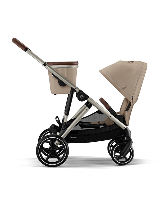 Cybex Gazelle S Stroller & Gazelle S Carry Cot Travel System-Taupe Frame & Moon Black Seat