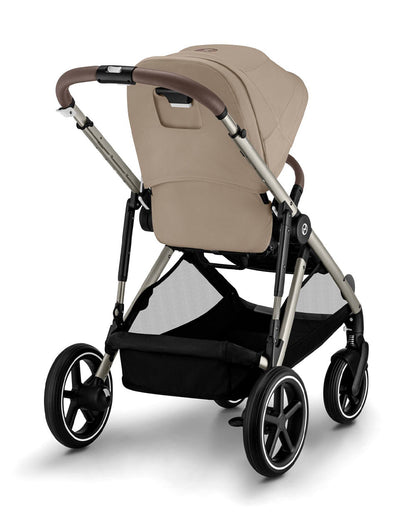 Cybex Gazelle S Stroller & Gazelle S Carry Cot Travel System-Taupe Frame & Moon Black Seat
