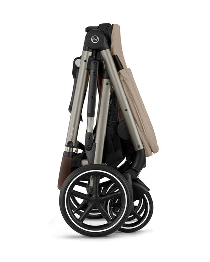 Cybex Gazelle S Stroller & Gazelle S Carry Cot Travel System-Taupe Frame & Moon Black Seat
