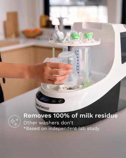 Baby Brezza Bottle Washer Pro-With Sterilizing & Drying Function-6 Cleaning Modes-Includes 60 Detergent Tablets-4 Bottles Capacity-Black