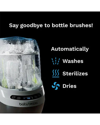 Baby Brezza Bottle Washer Pro-With Sterilizing & Drying Function-6 Cleaning Modes-Includes 60 Detergent Tablets-4 Bottles Capacity-Black