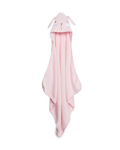 Kicks & Crawl Hooded Baby Bath Towel-100% Terry Cotton-Pastel Pink-Cute Kitty