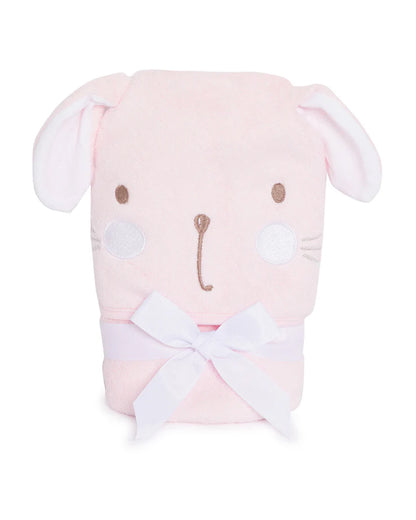 Kicks & Crawl Hooded Baby Bath Towel-100% Terry Cotton-Pastel Pink-Cute Kitty