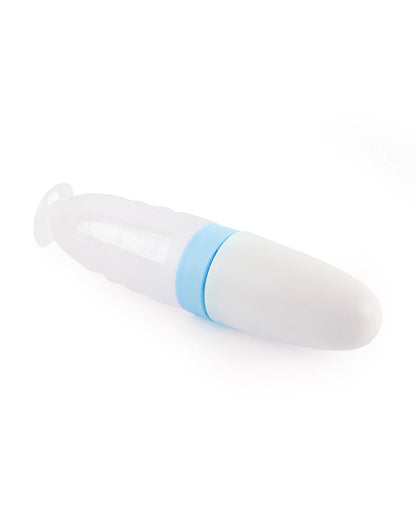 Kicks & Crawl Baby Squeeze Bottle Feeder-BPA Free-100% Food-Grade Silicone-0 to 100 ml-With Spoon Feeder Tip-Blue