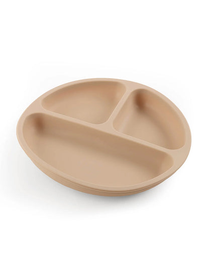 Kicks & Crawl Cream MunchMate Silicone Meal Set-8 Pieces-Suction Base & Divided Sections-Beige