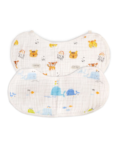 Kicks & Crawl Cub Cradle Burp Cloth-100% Cotton Muslin-Multi-Layered-Pack of 2