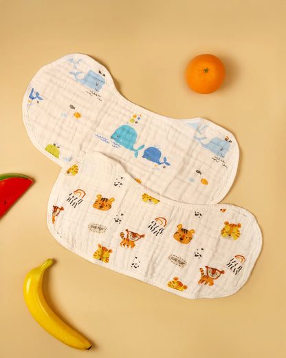 Kicks & Crawl Cub Cradle Burp Cloth-100% Cotton Muslin-Multi-Layered-Pack of 2