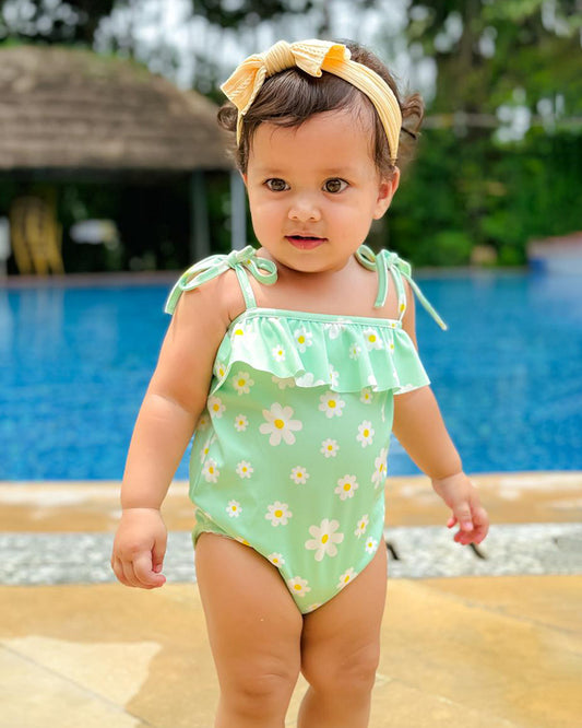 Kicks & Crawl Mint Swimwear-Daisy Daze-Polyester-For Infants