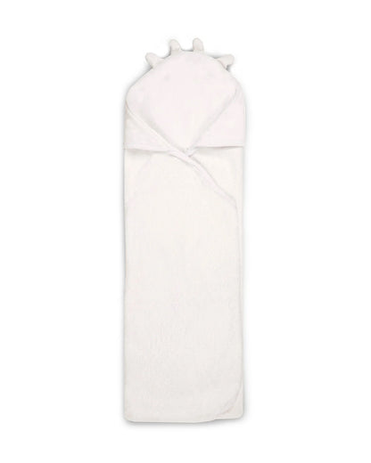 Kicks & Crawl Hooded Baby Bath Towel-100% Terry Cotton-White-Gigi Giraffe