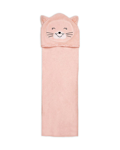 Kicks & Crawl Hooded Baby Bath Towel-100% Terry Cotton-Peach-Little Whiskers