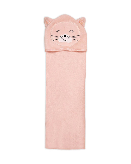 Kicks & Crawl Hooded Baby Bath Towel-100% Terry Cotton-Peach-Little Whiskers