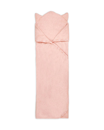 Kicks & Crawl Hooded Baby Bath Towel-100% Terry Cotton-Peach-Little Whiskers