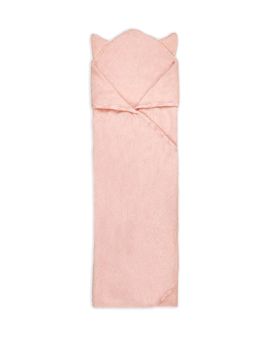 Kicks & Crawl Hooded Baby Bath Towel-100% Terry Cotton-Peach-Little Whiskers