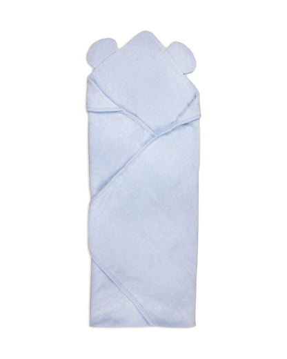Kicks & Crawl Hooded Baby Bath Towel-100% Terry Cotton-Light Blue-Tiny Tuskers