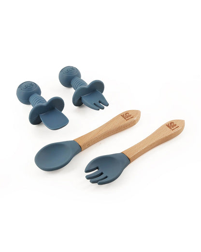 Kicks & Crawl Blue MunchMate Silicone Meal Set-8 Pieces-Suction Base & Divided Sections-Cobalt Blue