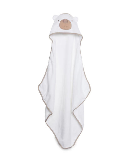 Kicks & Crawl Hooded Baby Bath Towel-100% Terry Cotton-White-Polar Bear
