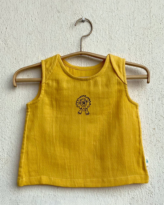 Whitewater Kids Yellow Top-Sleeveless-Solid-Organic Cotton-For Infants