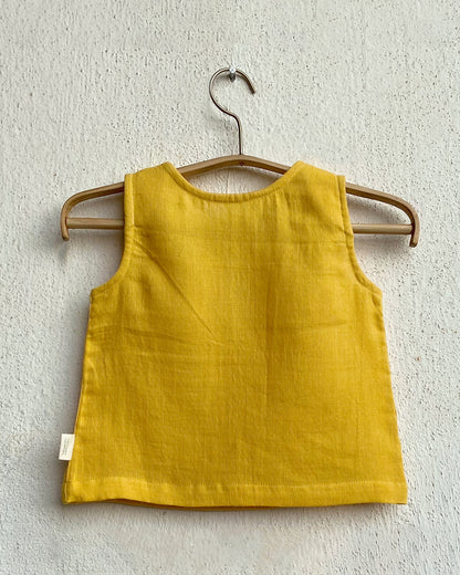 Whitewater Kids Yellow Top-Sleeveless-Solid-Organic Cotton-For Infants