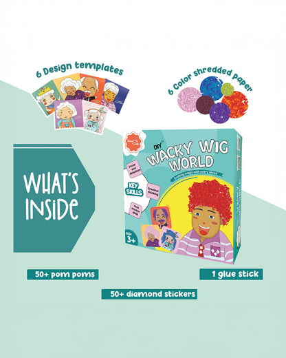 Shaashi N Siiri DIY Wacky Wig World-Art & Craft Kit-Develops Fine Motor Skills-3Y+