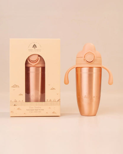 Baby Forest Tiny Tamba Pure Copper Straw Sipper-Ergonomic Design-Spill Proof Design-500ml
