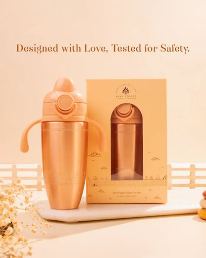 Baby Forest Tiny Tamba Pure Copper Straw Sipper-Ergonomic Design-Spill Proof Design-500ml