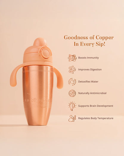 Baby Forest Tiny Tamba Pure Copper Straw Sipper-Ergonomic Design-Spill Proof Design-500ml