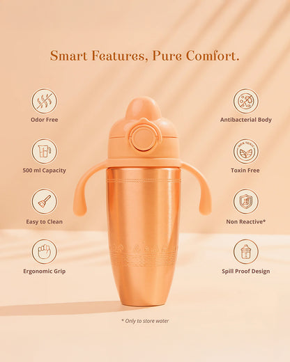 Baby Forest Tiny Tamba Pure Copper Straw Sipper-Ergonomic Design-Spill Proof Design-500ml