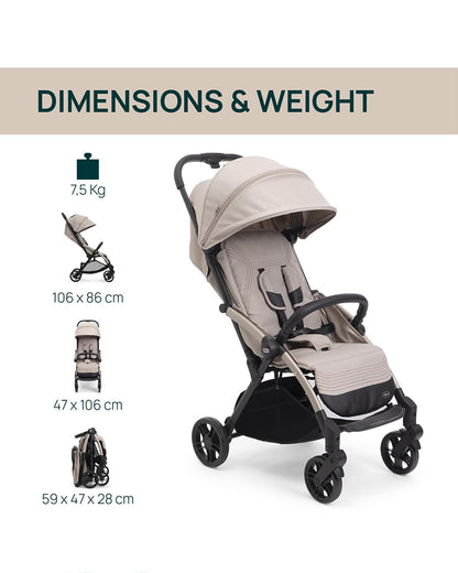 Chicco Goody XPlus Lightweight Stroller-One Hand Fold-Flat Reclining Seat-Big Shock Absorber Wheels-6 Months Warranty-For 0 to 4Y (Upto 22 Kg)-Sandshell