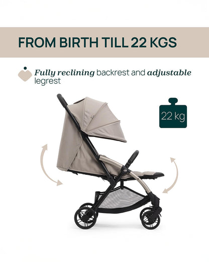 Chicco Goody XPlus Lightweight Stroller-One Hand Fold-Flat Reclining Seat-Big Shock Absorber Wheels-6 Months Warranty-For 0 to 4Y (Upto 22 Kg)-Sandshell