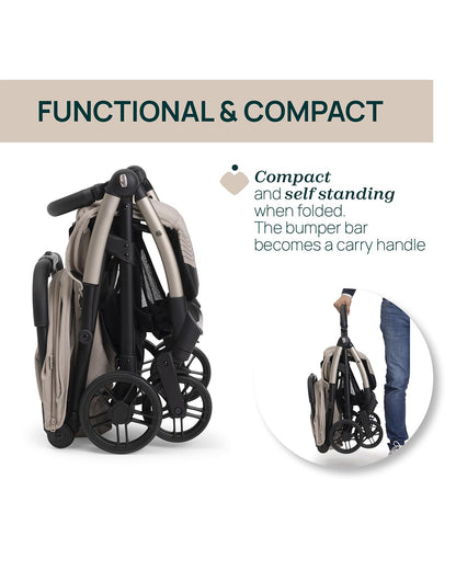 Chicco Goody XPlus Lightweight Stroller-One Hand Fold-Flat Reclining Seat-Big Shock Absorber Wheels-6 Months Warranty-For 0 to 4Y (Upto 22 Kg)-Sandshell