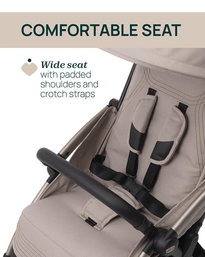 Chicco Goody XPlus Lightweight Stroller-One Hand Fold-Flat Reclining Seat-Big Shock Absorber Wheels-6 Months Warranty-For 0 to 4Y (Upto 22 Kg)-Sandshell