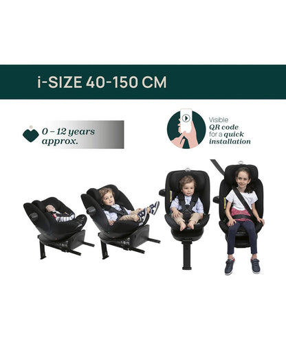 Chicco Everone I-Size Baby Car Seat-Convertible (Forward & Rear Facing)-90 Degree Rotation-3 Positions Recline in Both Mode-6 Months Warranty-For 0 to 12Y-Black