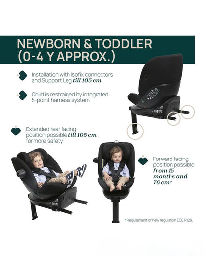 Chicco Everone I-Size Baby Car Seat-Convertible (Forward & Rear Facing)-90 Degree Rotation-3 Positions Recline in Both Mode-6 Months Warranty-For 0 to 12Y-Black