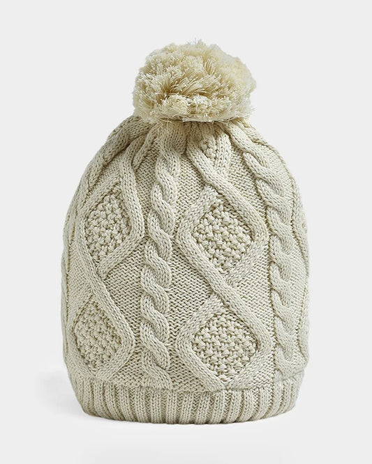 Mi Arcus Off White Winter Wear Cap-Solid-Cotton-For Infants