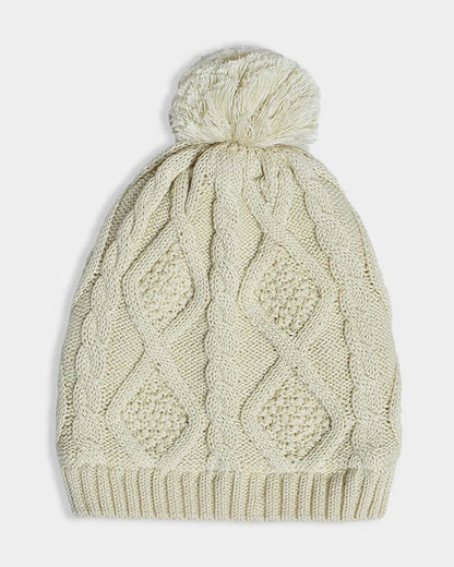 Mi Arcus Off White Winter Wear Cap-Solid-Cotton-For Infants